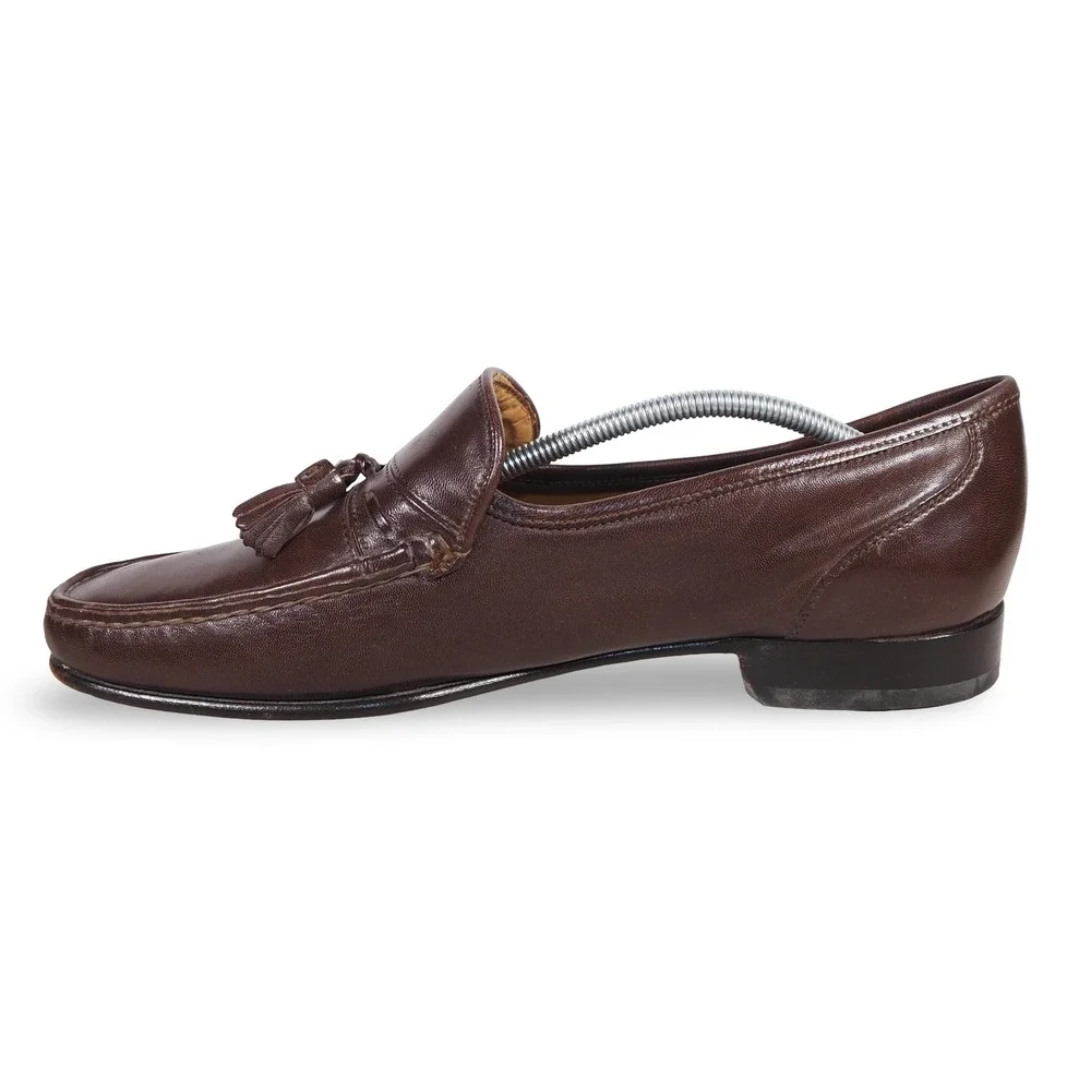 Bruno Magli Braxton Italian Leather Tassel Loafers Mens 9M Dark Brown 10210